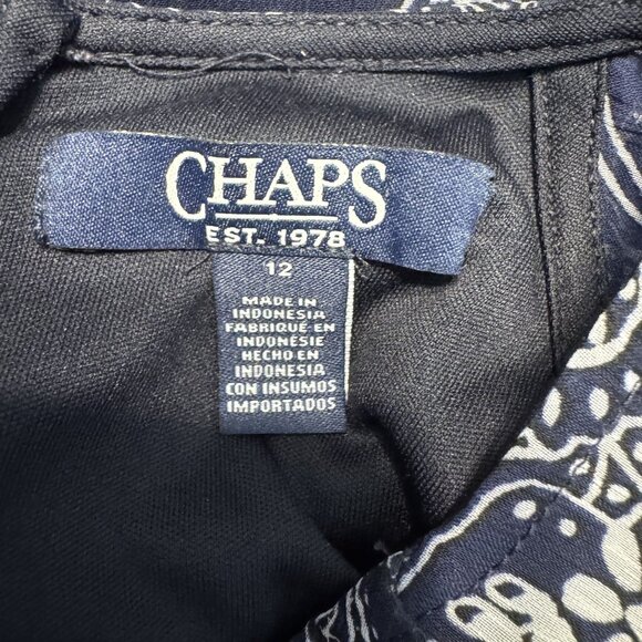 Chaps Maxi Dress Womens Size 12 Navy Paisley Ruffle Empire Waist Layered Flowy - Picture 4 of 8